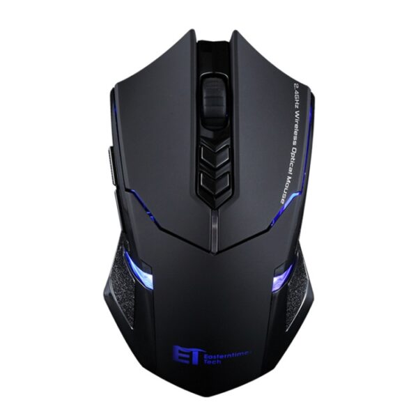 ET X-08 7-keys 2400DPI 2.4G Wireless Mute Gaming Mouse with USB Receiver & Colorful Backlight (Black)