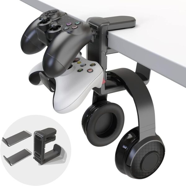 360 Degree Rotation Headset Bracket With Game Handle Organizer(Black)